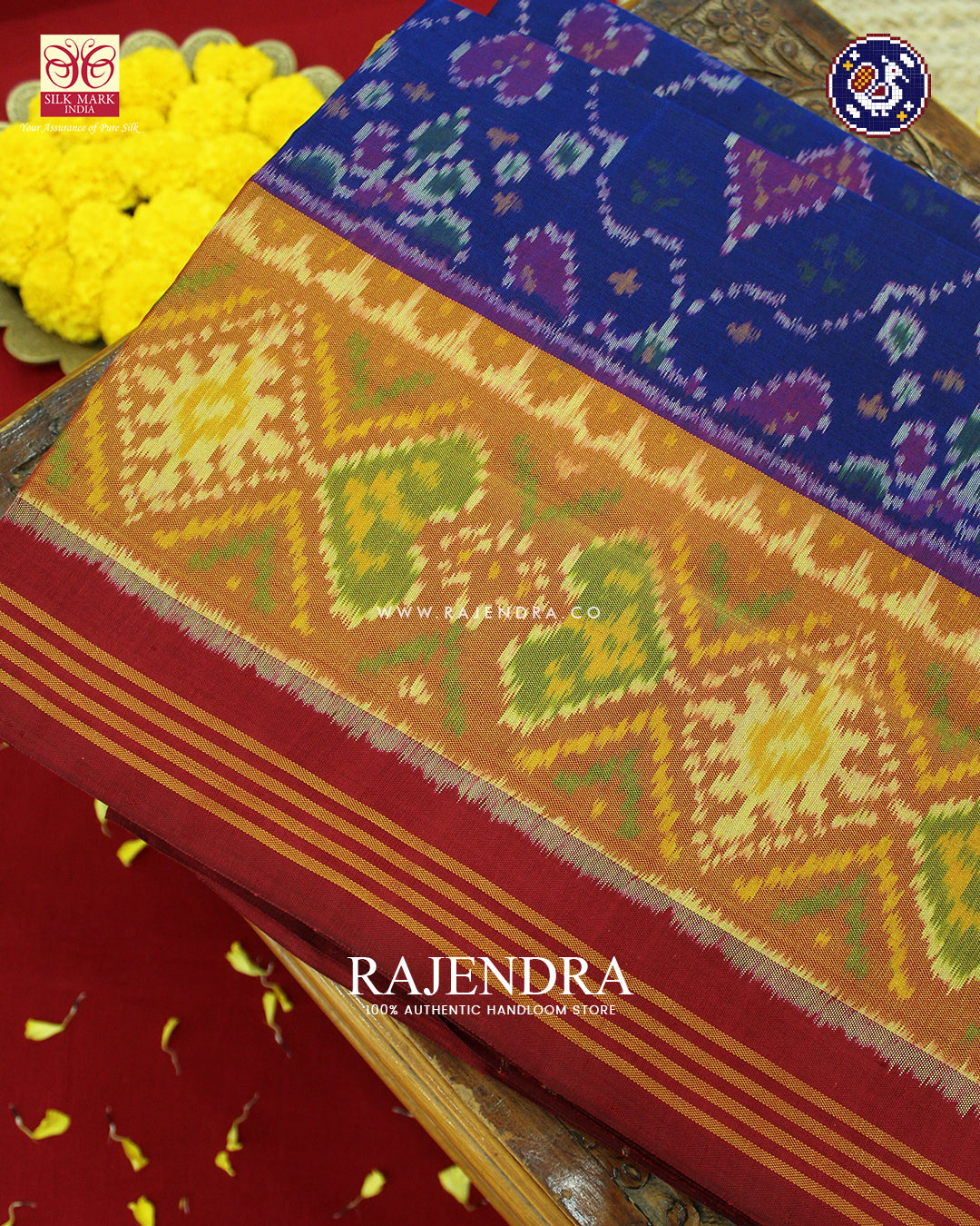 Traditional Chabadi Design Red and Blue Purple Rajkot Patola Saree