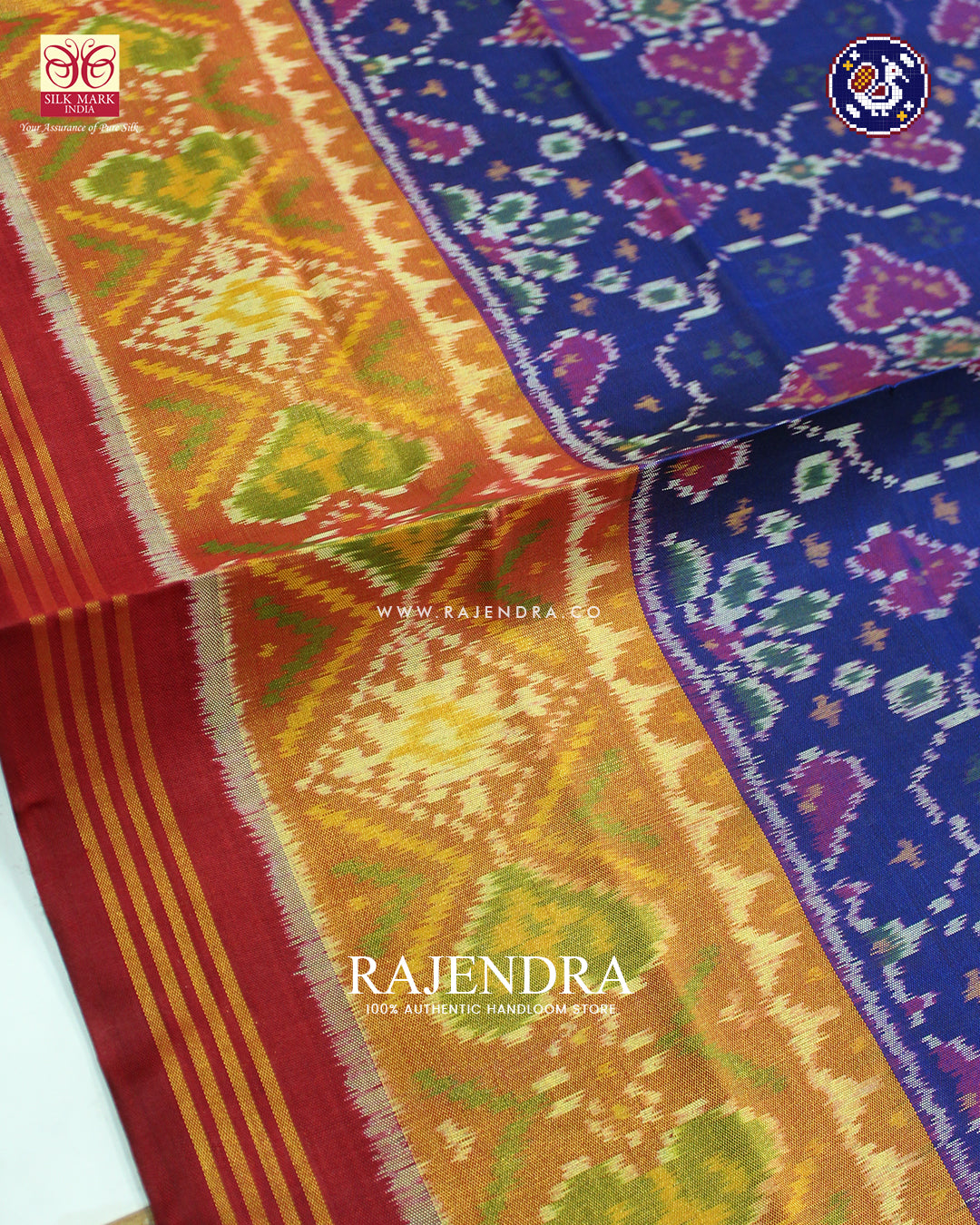 Traditional Chabadi Design Red and Blue Purple Rajkot Patola Saree