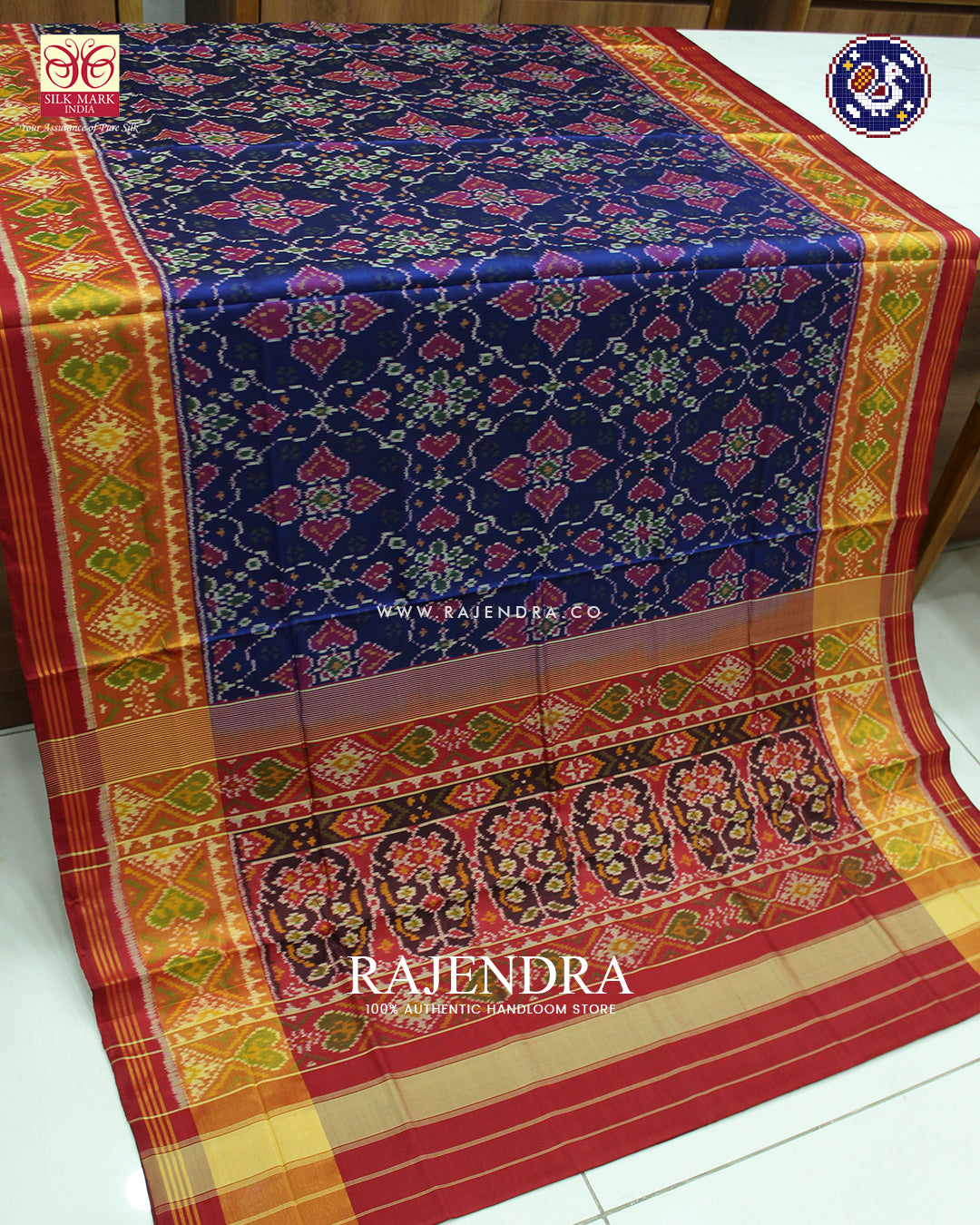 Traditional Chabadi Design Red and Blue Purple Rajkot Patola Saree