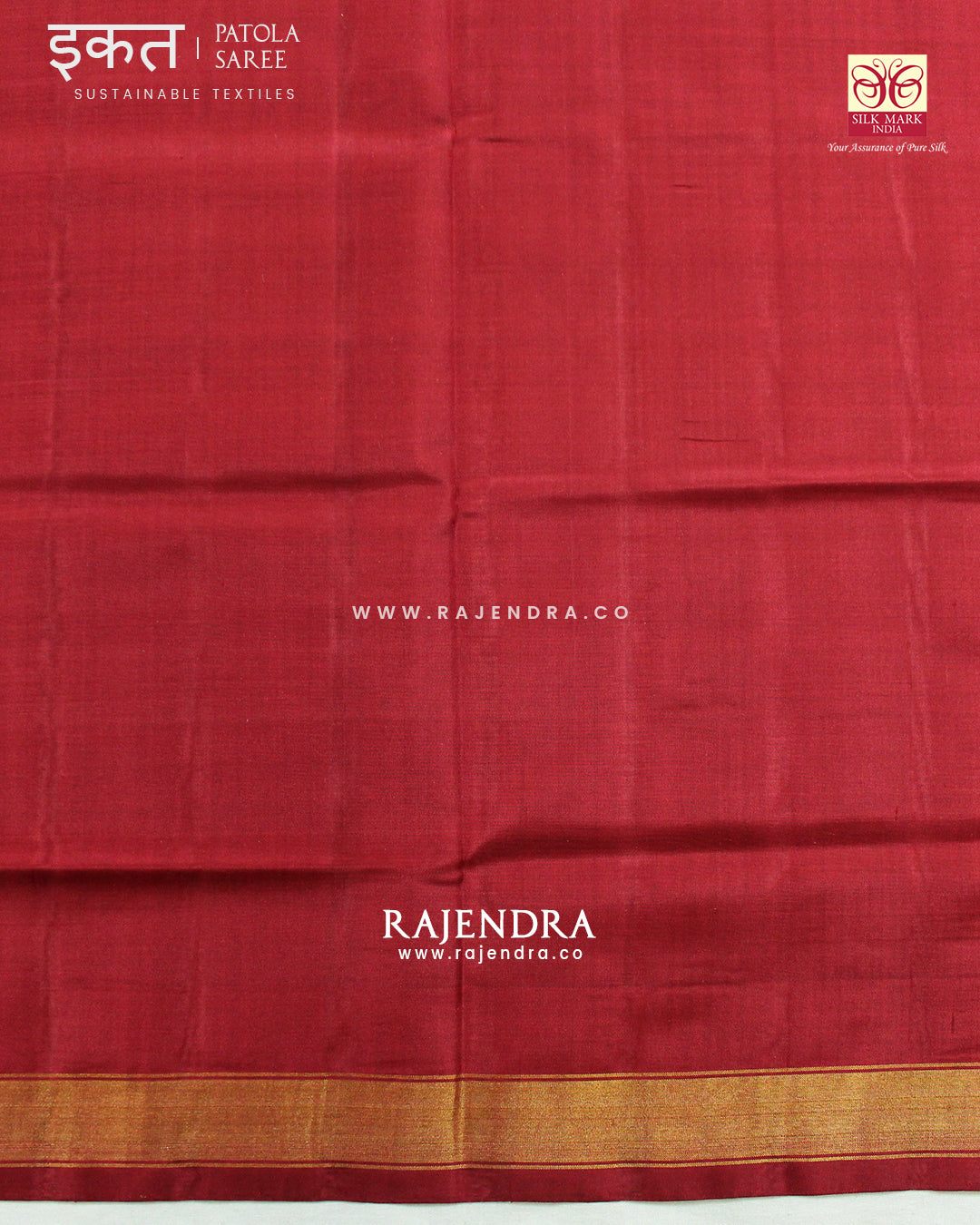 Traditional Chabadi Design Red Blue Single Ikat Rajkot Patola Saree