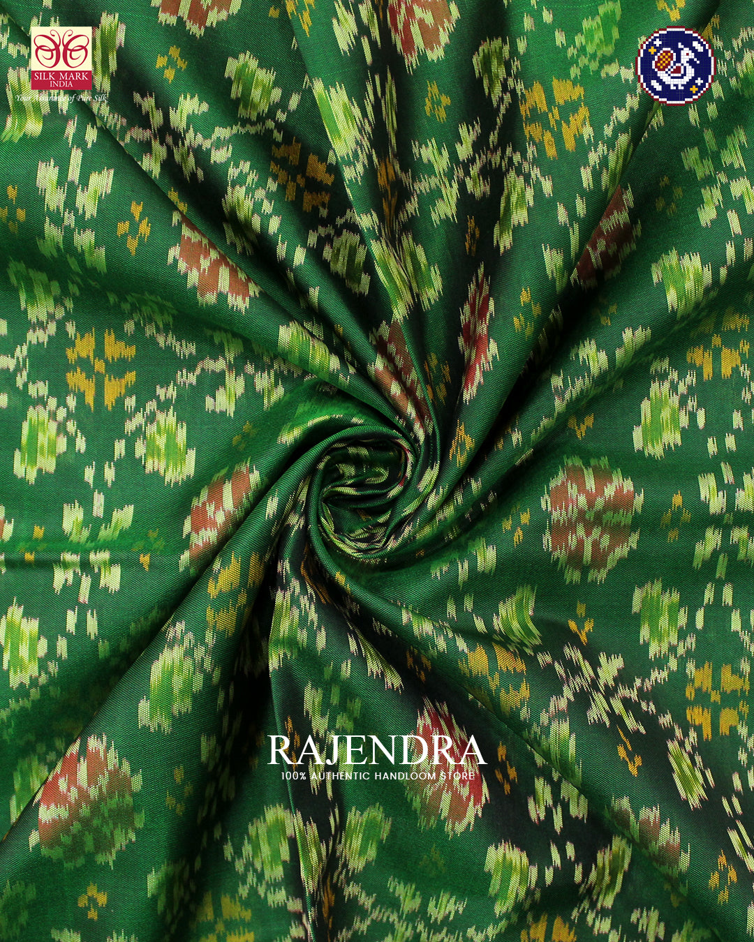 Traditional Chabadi Design Red and Green Rajkot Patola Saree