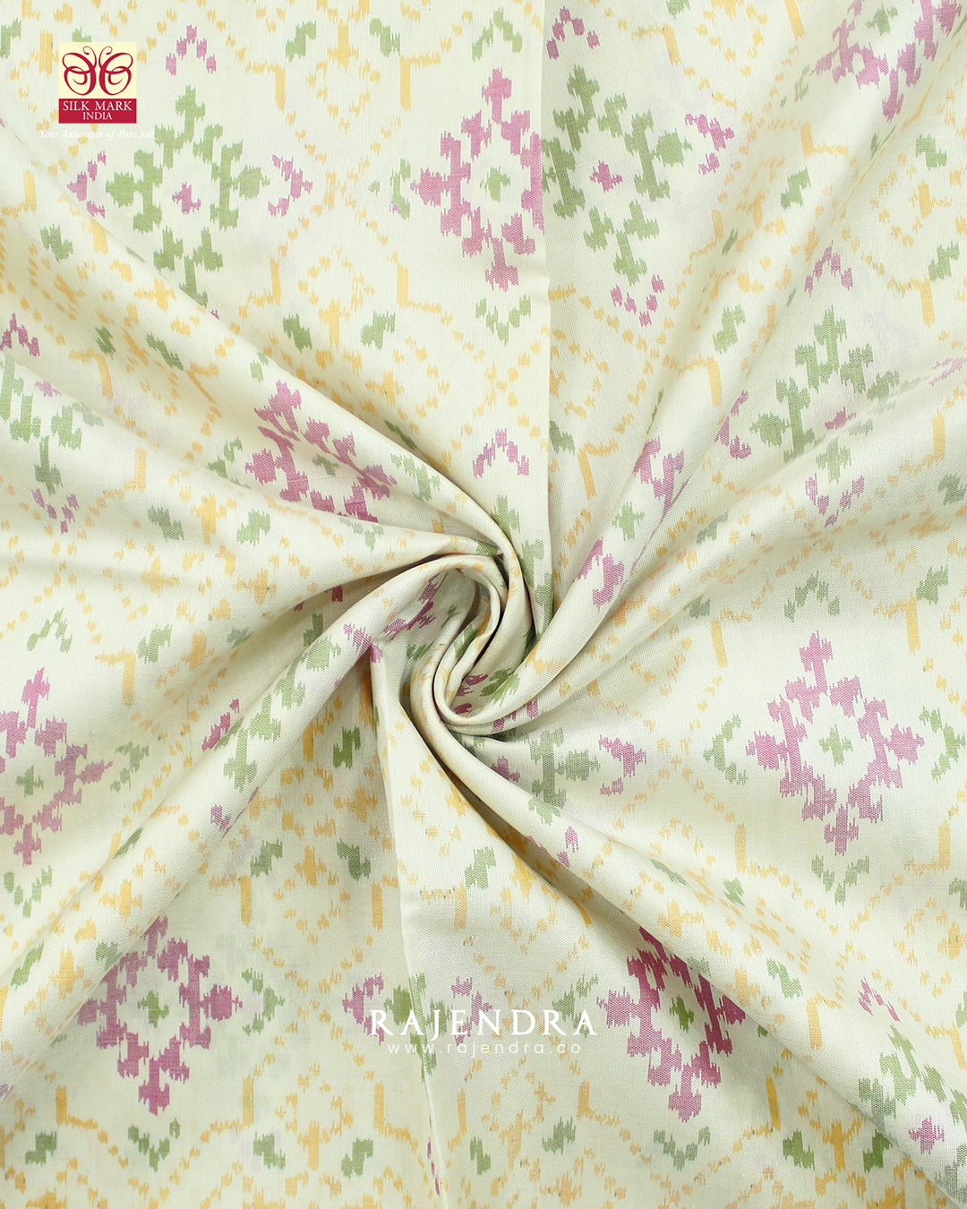 Traditional Chandabhat Pink and Off-White Single Ikat Rajkot Patola Saree