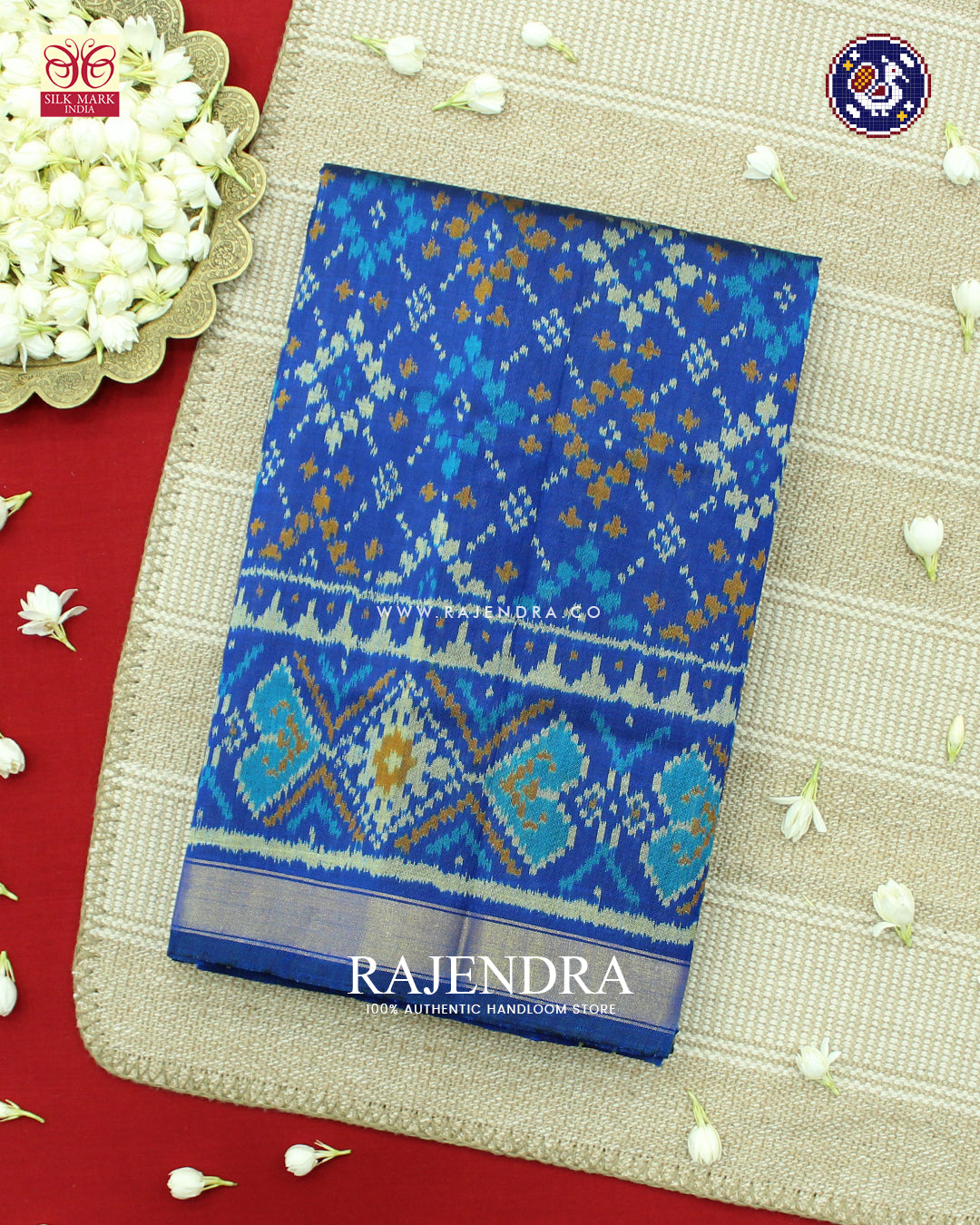 Traditional Chanda Design Blue Rajkot Patola Saree