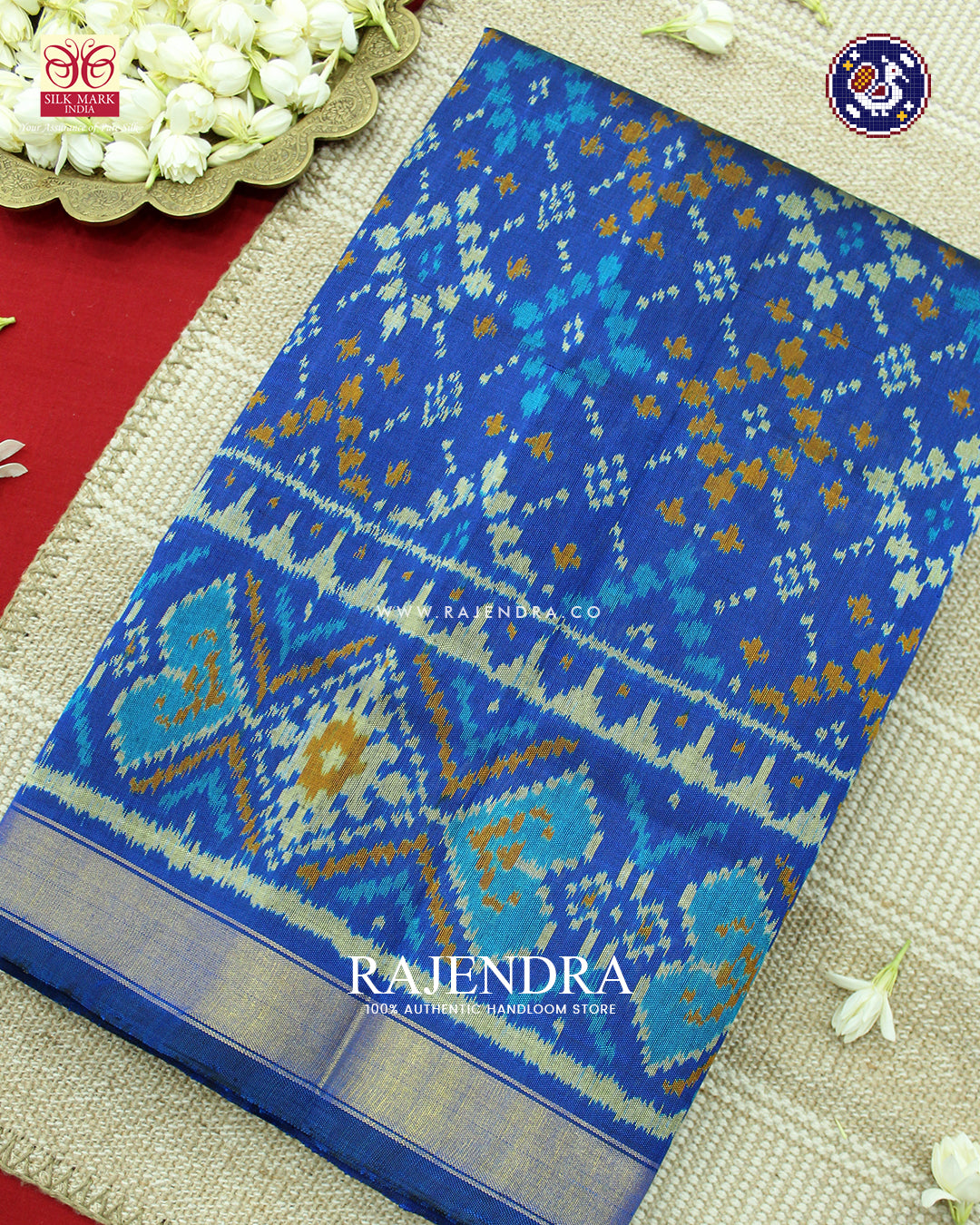 Traditional Chanda Design Blue Rajkot Patola Saree