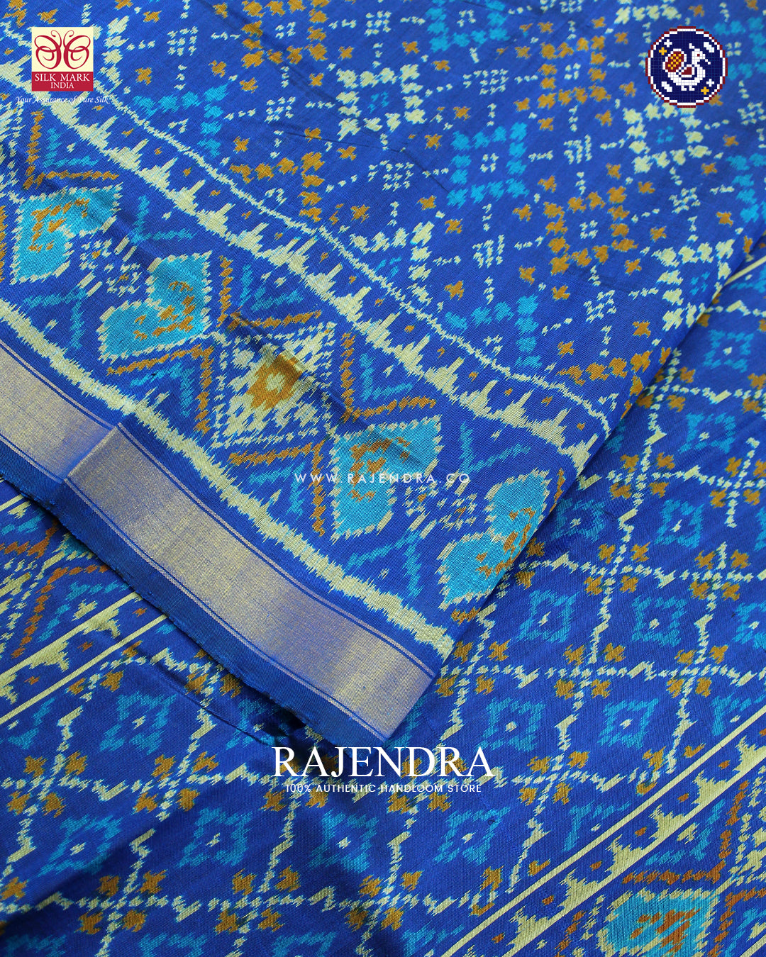 Traditional Chanda Design Blue Rajkot Patola Saree