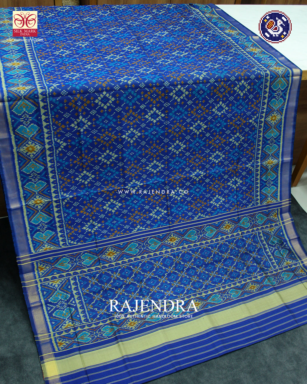 Traditional Chanda Design Blue Rajkot Patola Saree