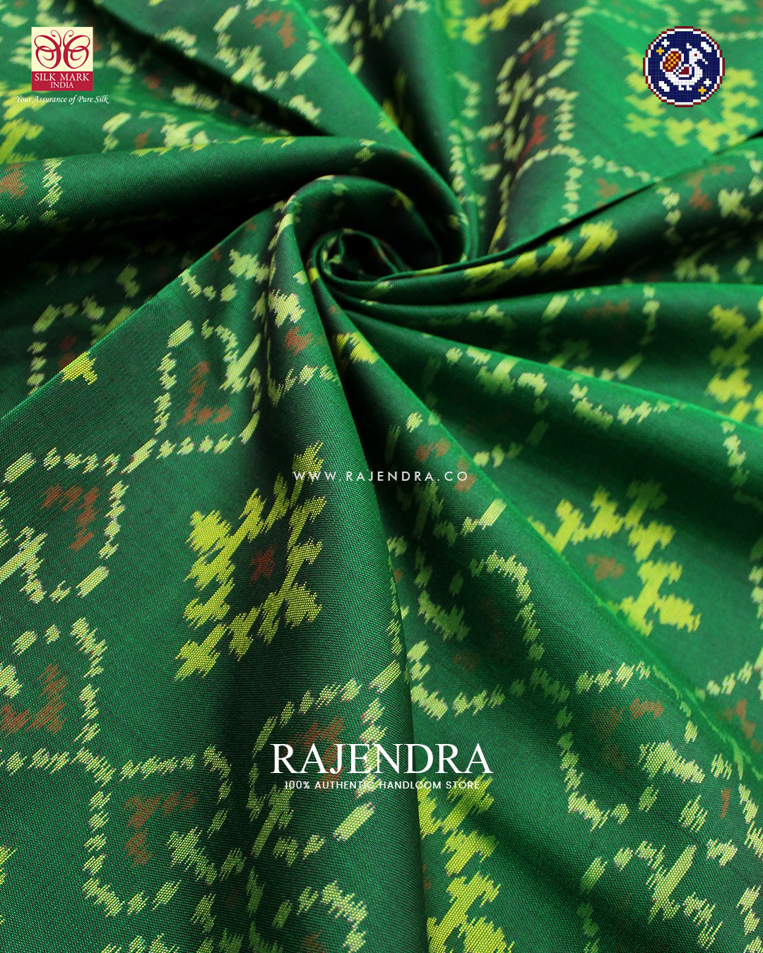 Traditional Chanda Design Pink and Green Rajkot Patola Saree
