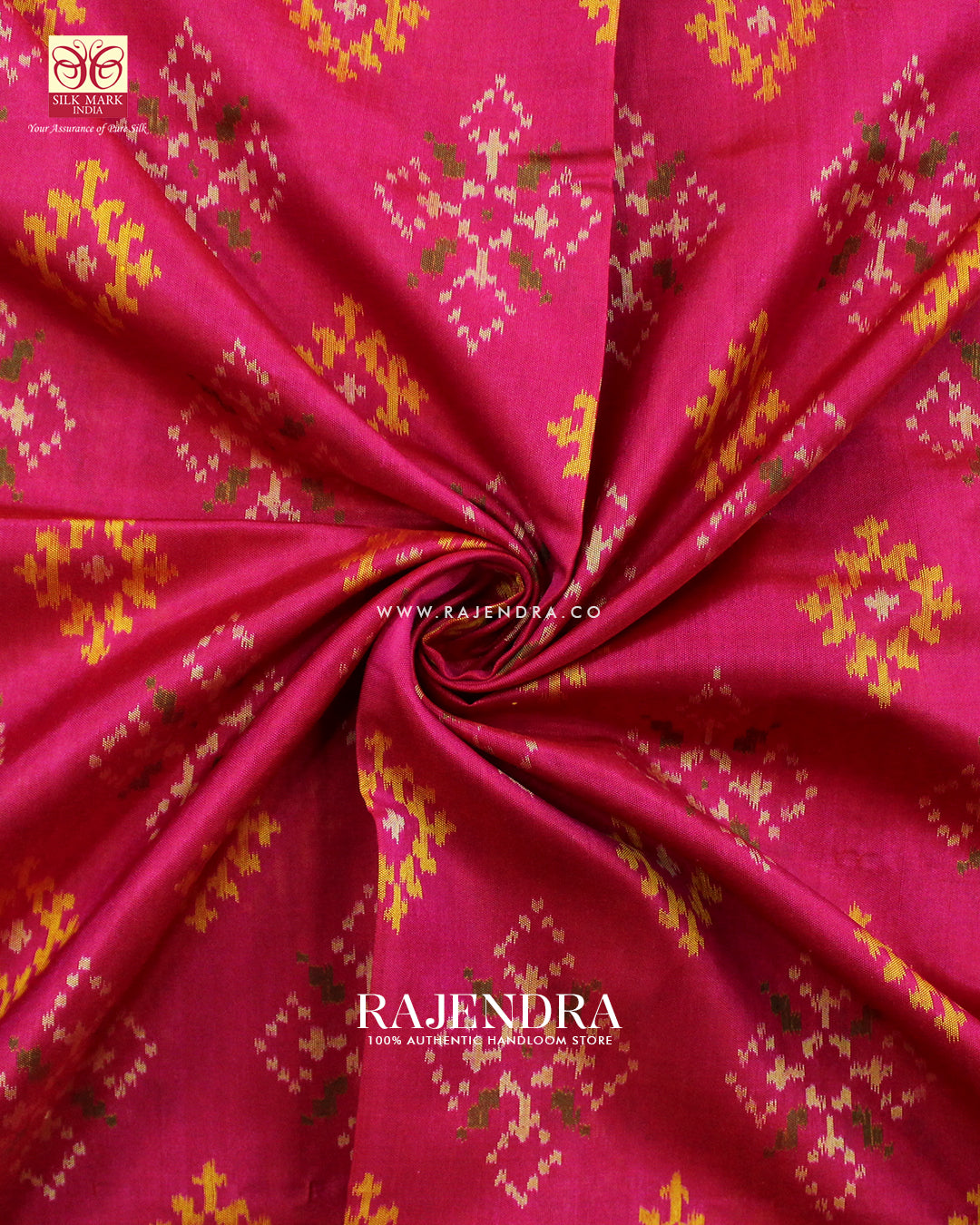 Traditional Chanda Design Pink Single Ikat Rajkot Patola Saree