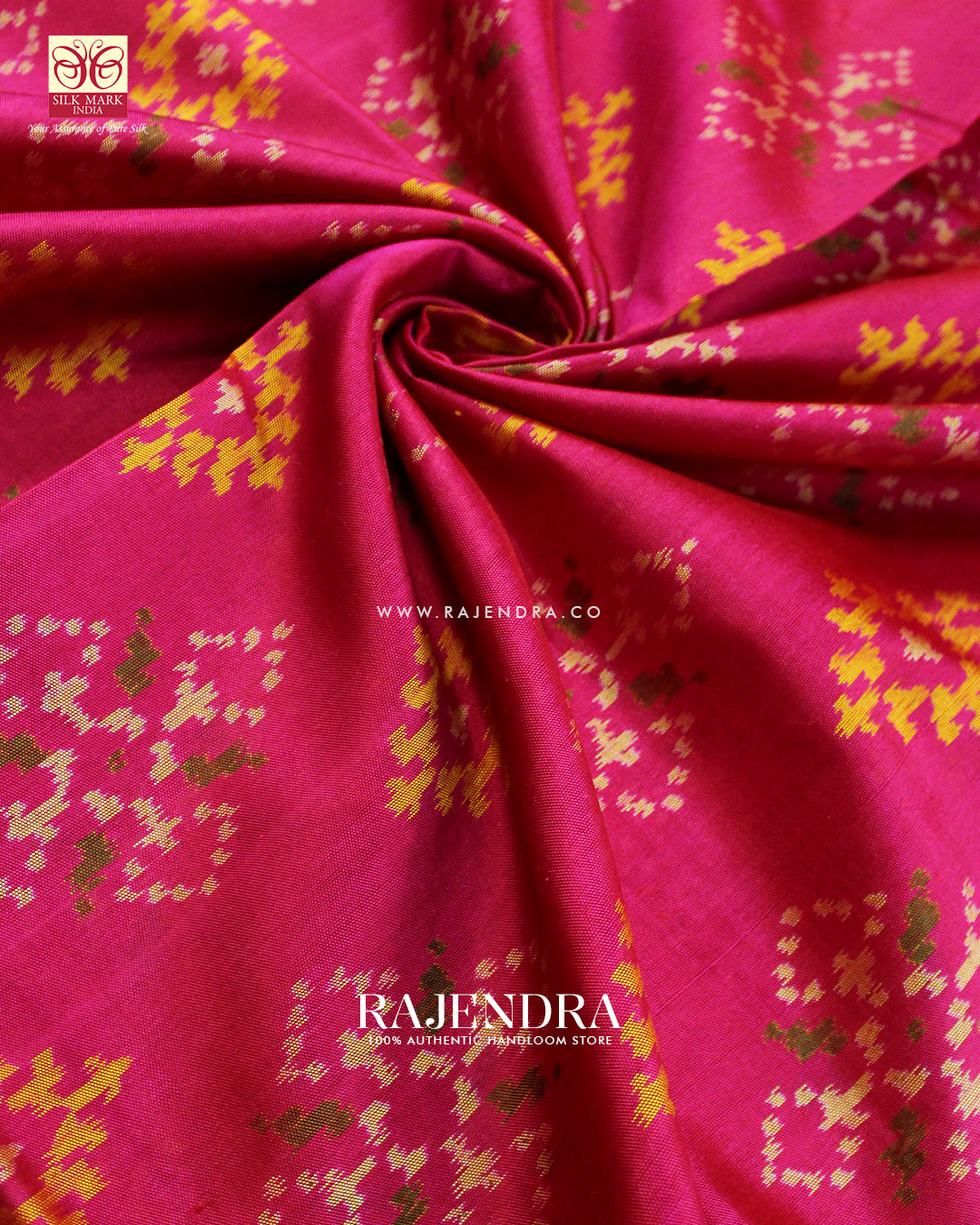 Traditional Chanda Design Pink Single Ikat Rajkot Patola Saree