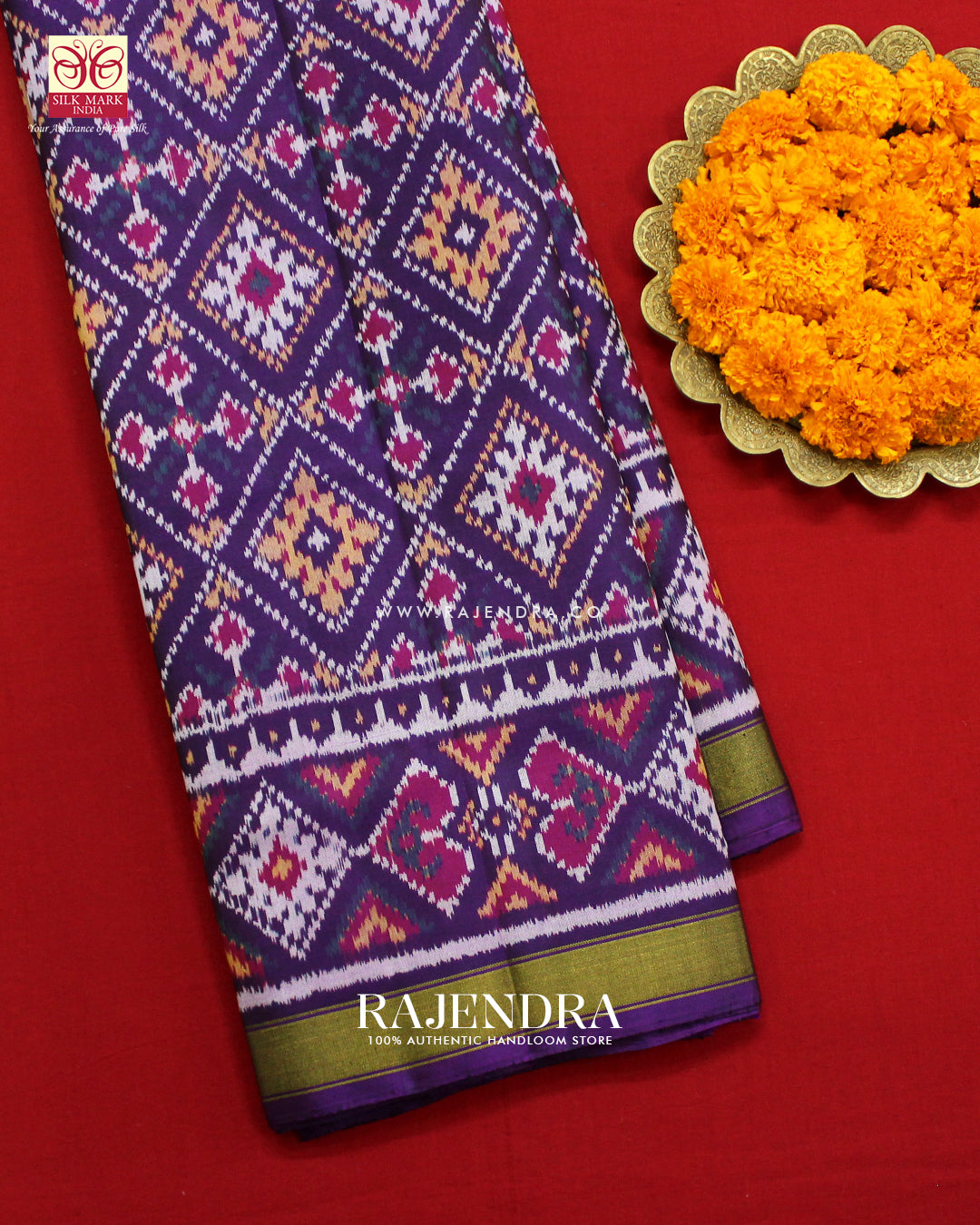 Traditional Chanda Design Purple Single Ikat Rajkot Patola Saree