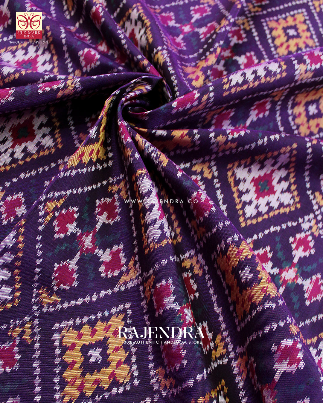 Traditional Chanda Design Purple Single Ikat Rajkot Patola Saree