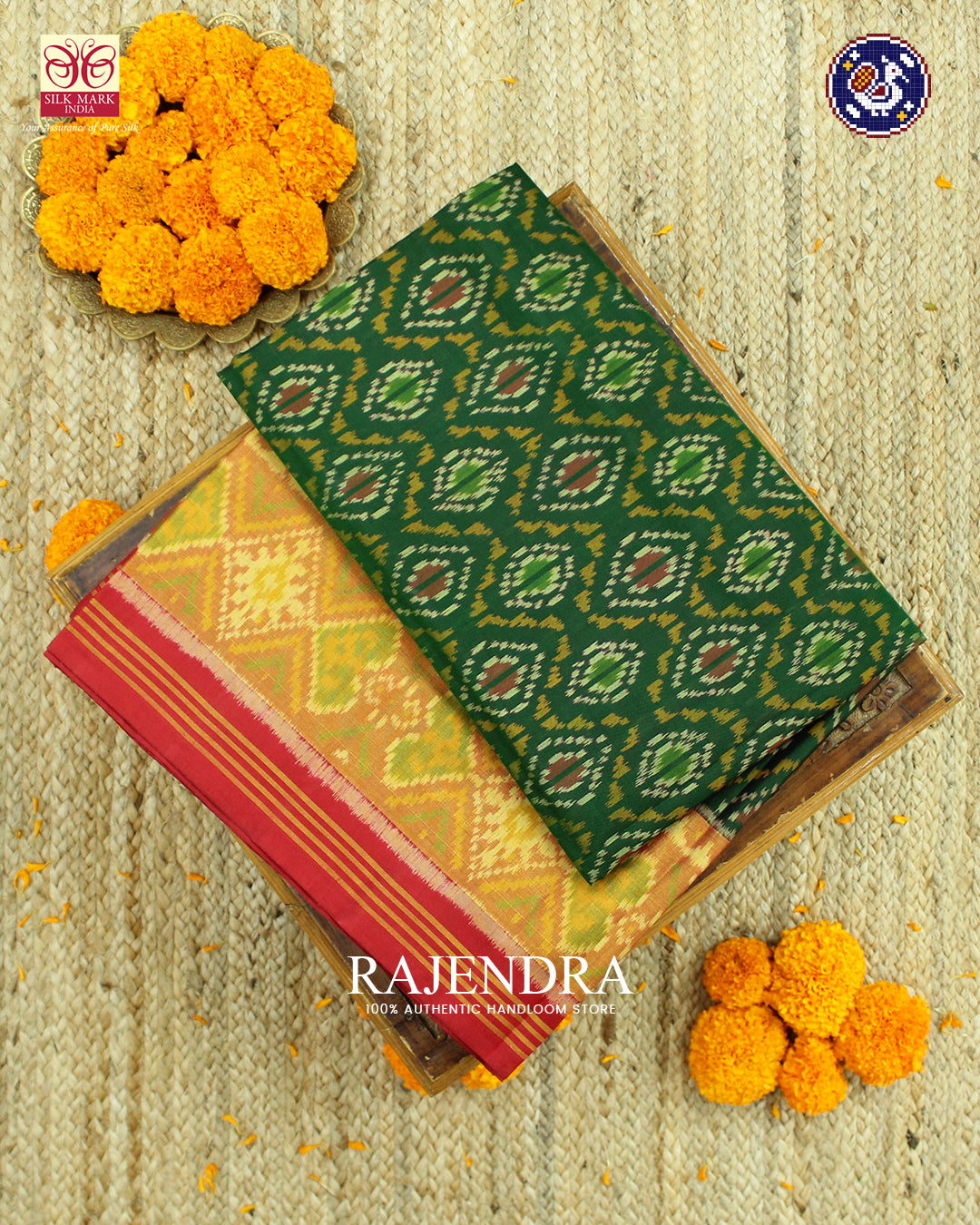 Exclusive Chanda Design Red and Green Rajkot Patola Saree