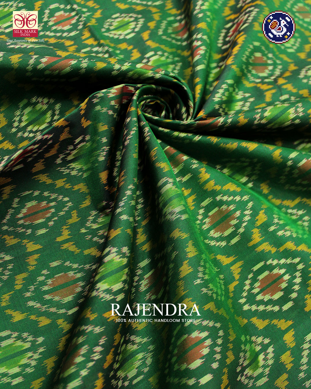 Exclusive Chanda Design Red and Green Rajkot Patola Saree