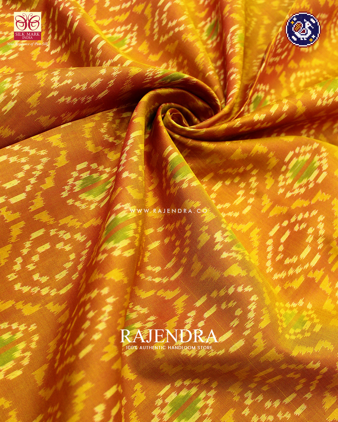 Traditional Chanda Design Red and Mustard Rajkot Patola Saree