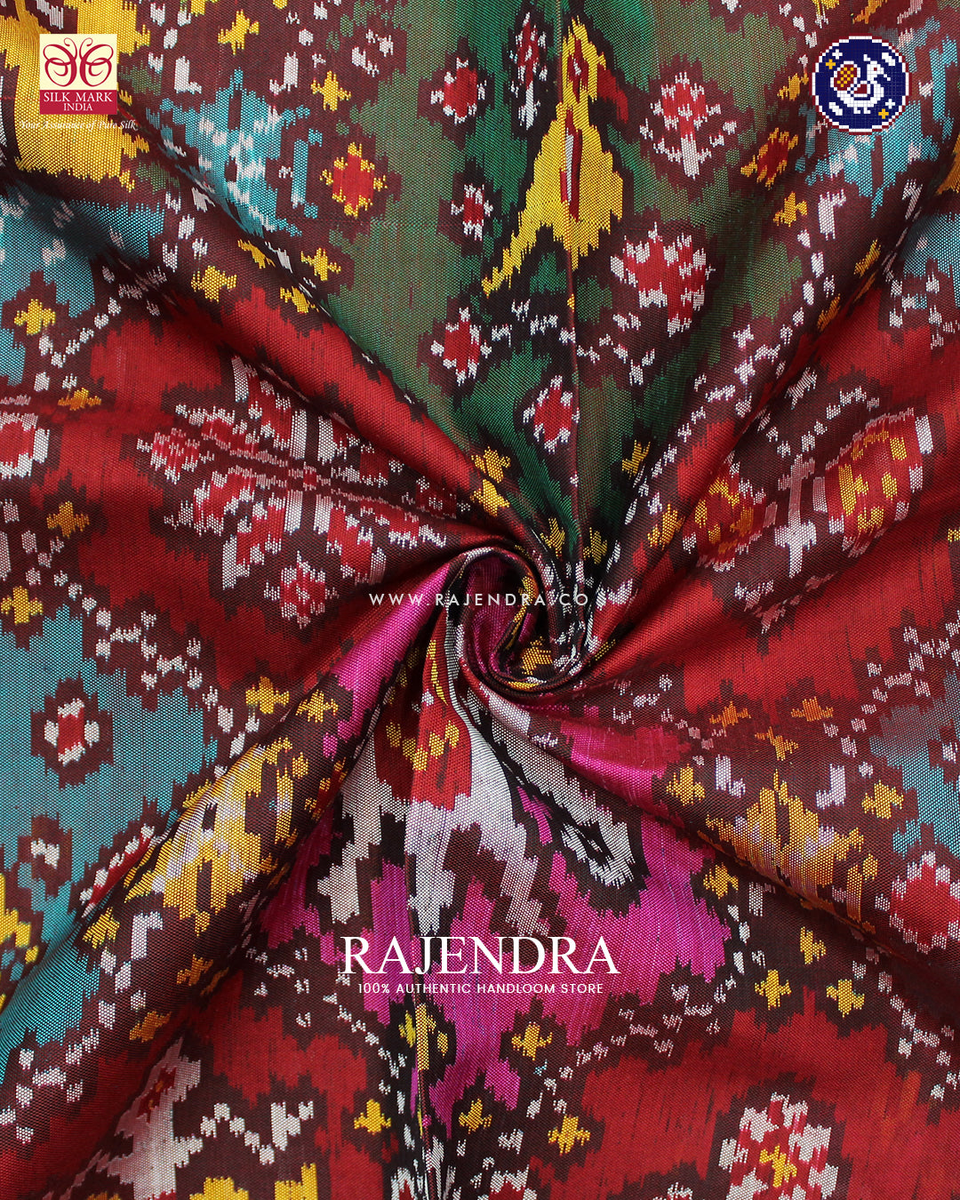 Exclusive 5 Figure Multicolour Ikat Rajkot Patola Saree