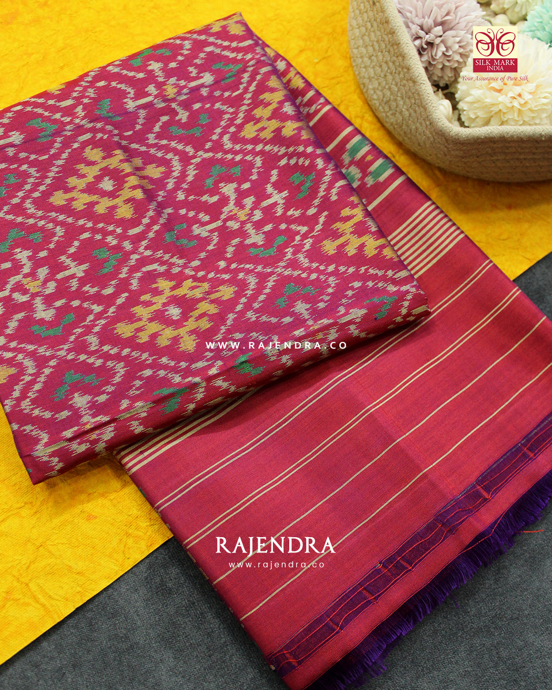 Traditional Panchanda Design Magenta Single Ikat Rajkot Patola Dupatta