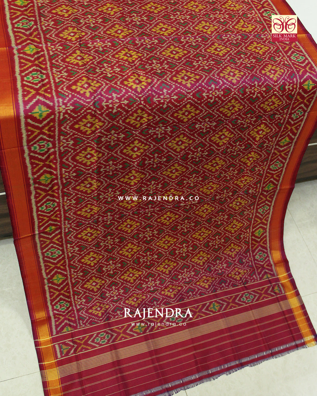 Traditional Panchanda Design Magenta Single Ikat Rajkot Patola Dupatta