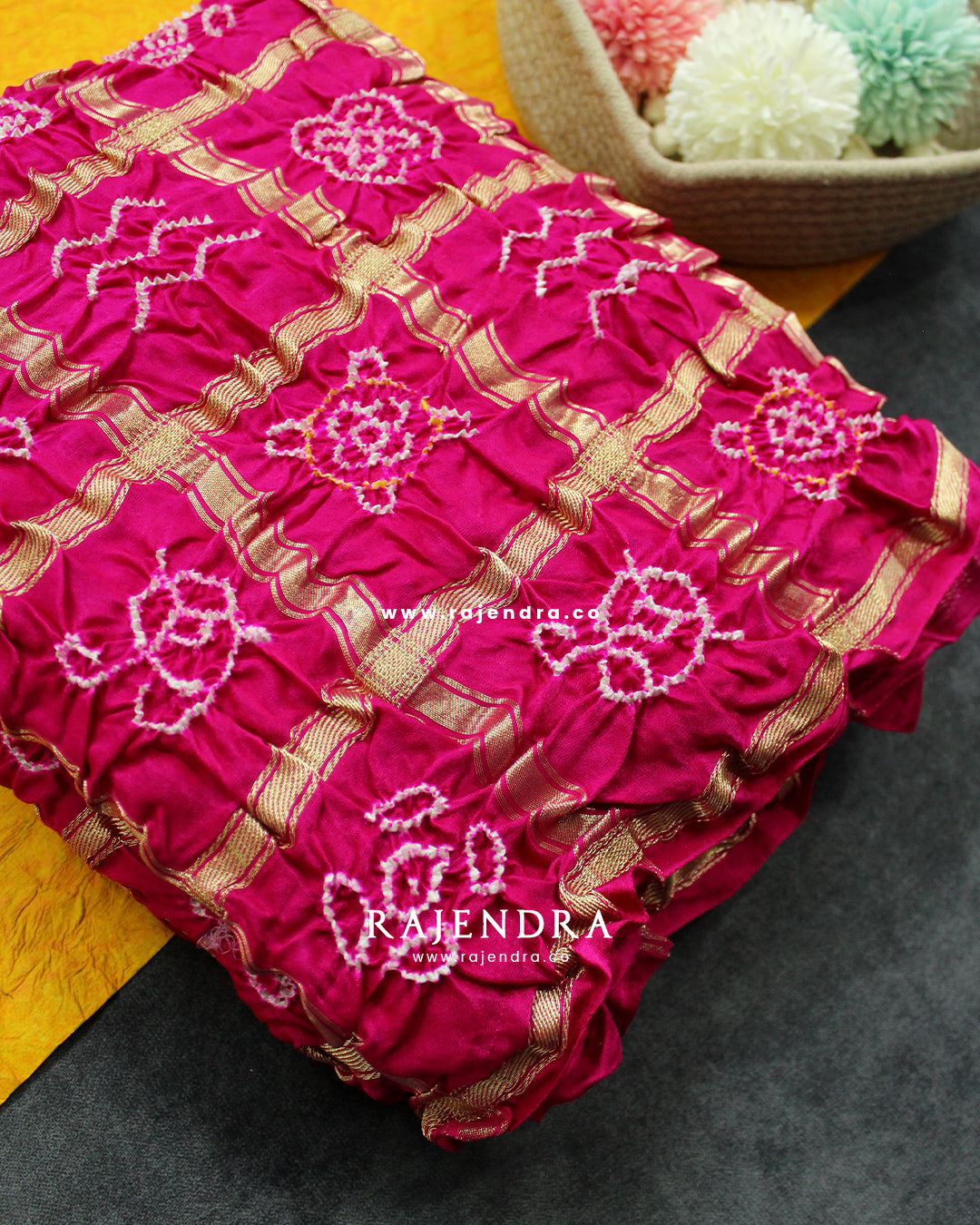 Traditional Hand Tie-dye Pure Gaji Silk Gharchola Bandhani Dupatta