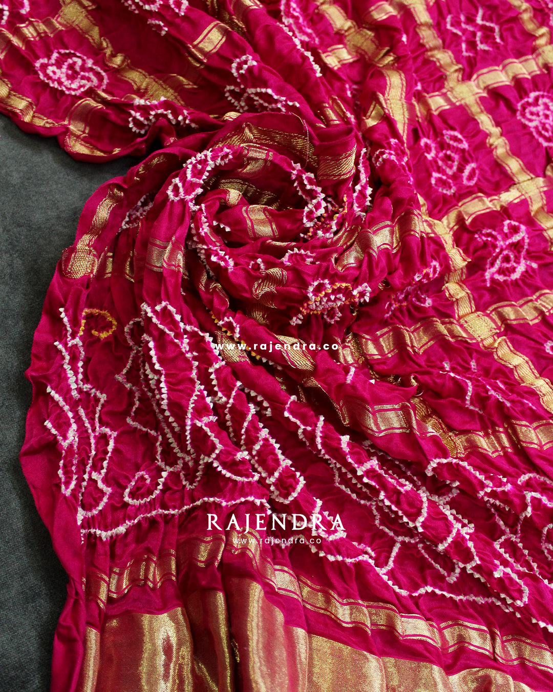 Traditional Hand Tie-dye Pure Gaji Silk Gharchola Bandhani Dupatta