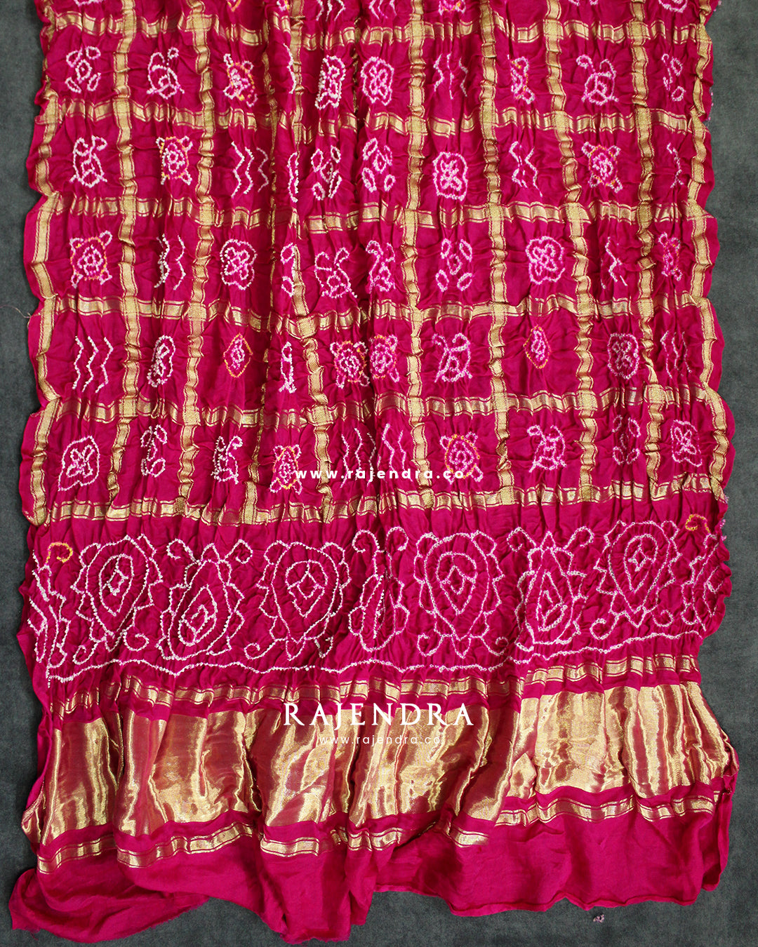 Traditional Hand Tie-dye Pure Gaji Silk Gharchola Bandhani Dupatta