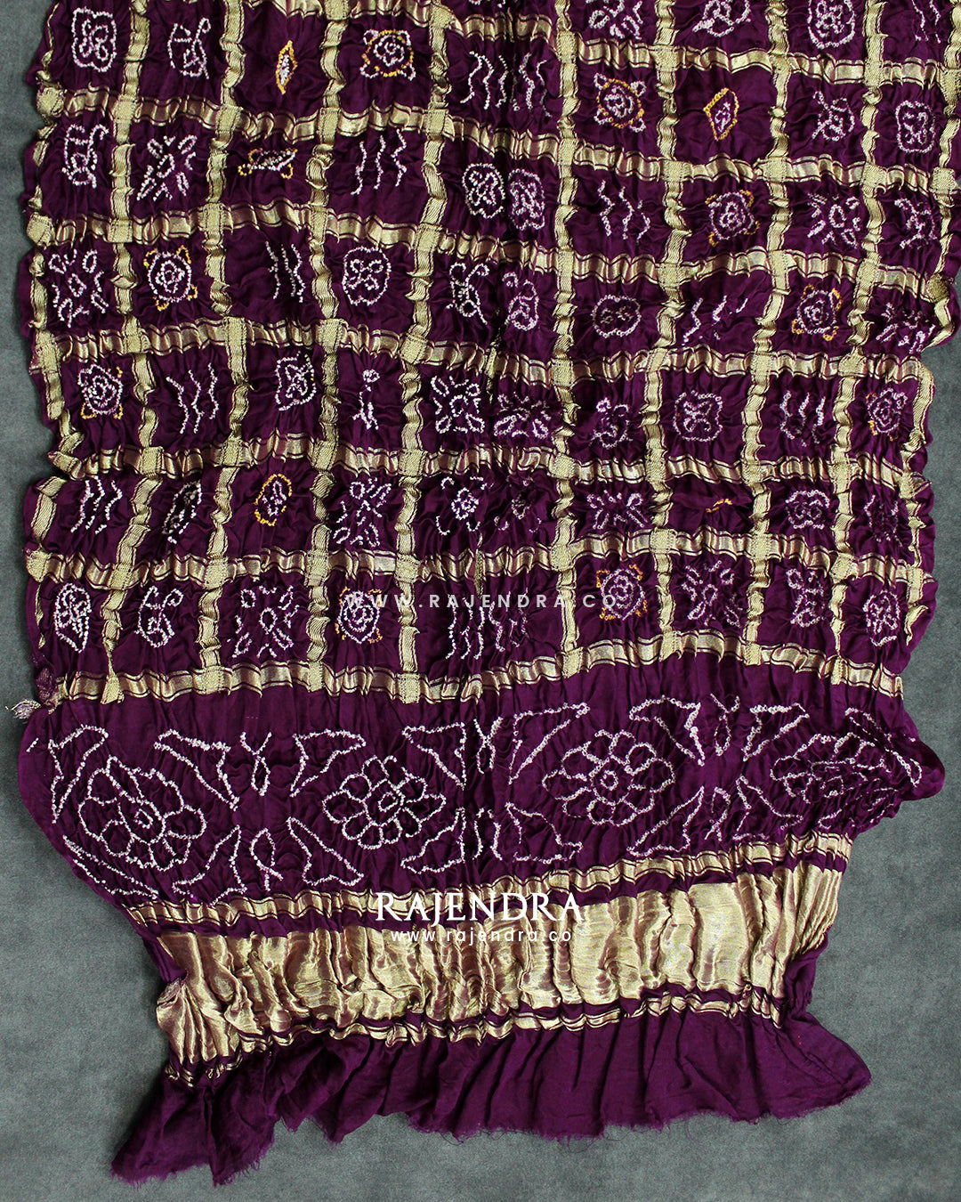 Traditional Dark Purple Pure Gaji Silk Gharchola Bandhani Dupatta