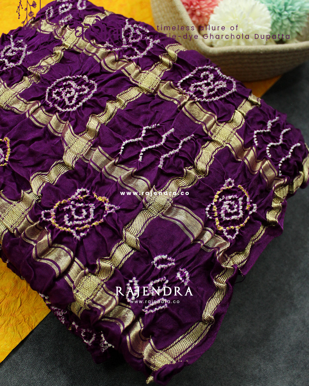 Traditional Hand Tie-dye Pure Gaji Silk Gharchola Bandhani Dupatta