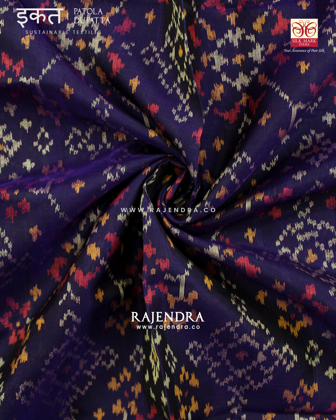 Traditional Navratna Design Purple Single Ikat Rajkot Patola Dupatta