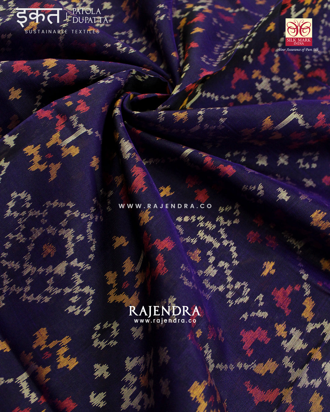 Traditional Navratna Design Purple Single Ikat Rajkot Patola Dupatta