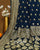 Traditional Pure Georgette Dark Rama Blue Palav Banarasi Bandhani Saree