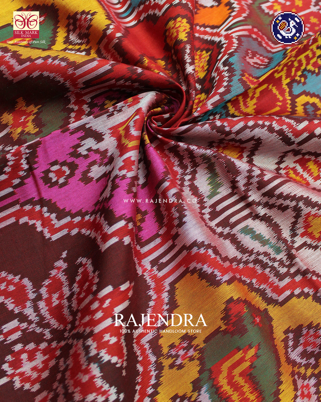Exclusive 5 Figure Multicolour Ikat Rajkot Patola