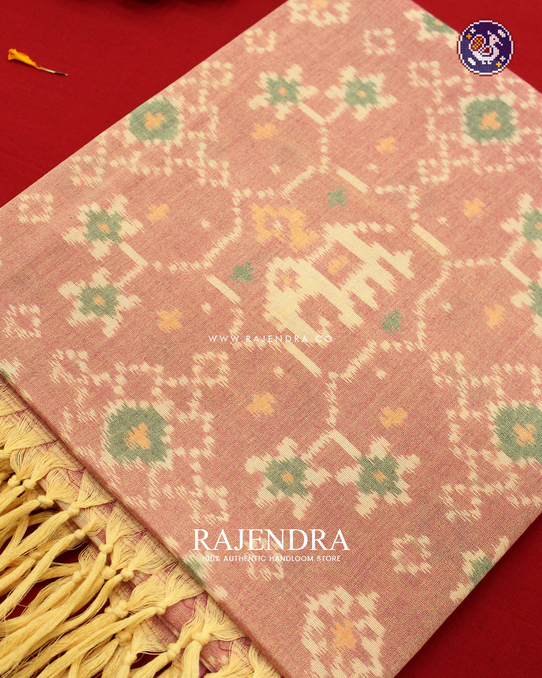 Exclusive Handwoven Elephant Motif Cotton Patola Stole