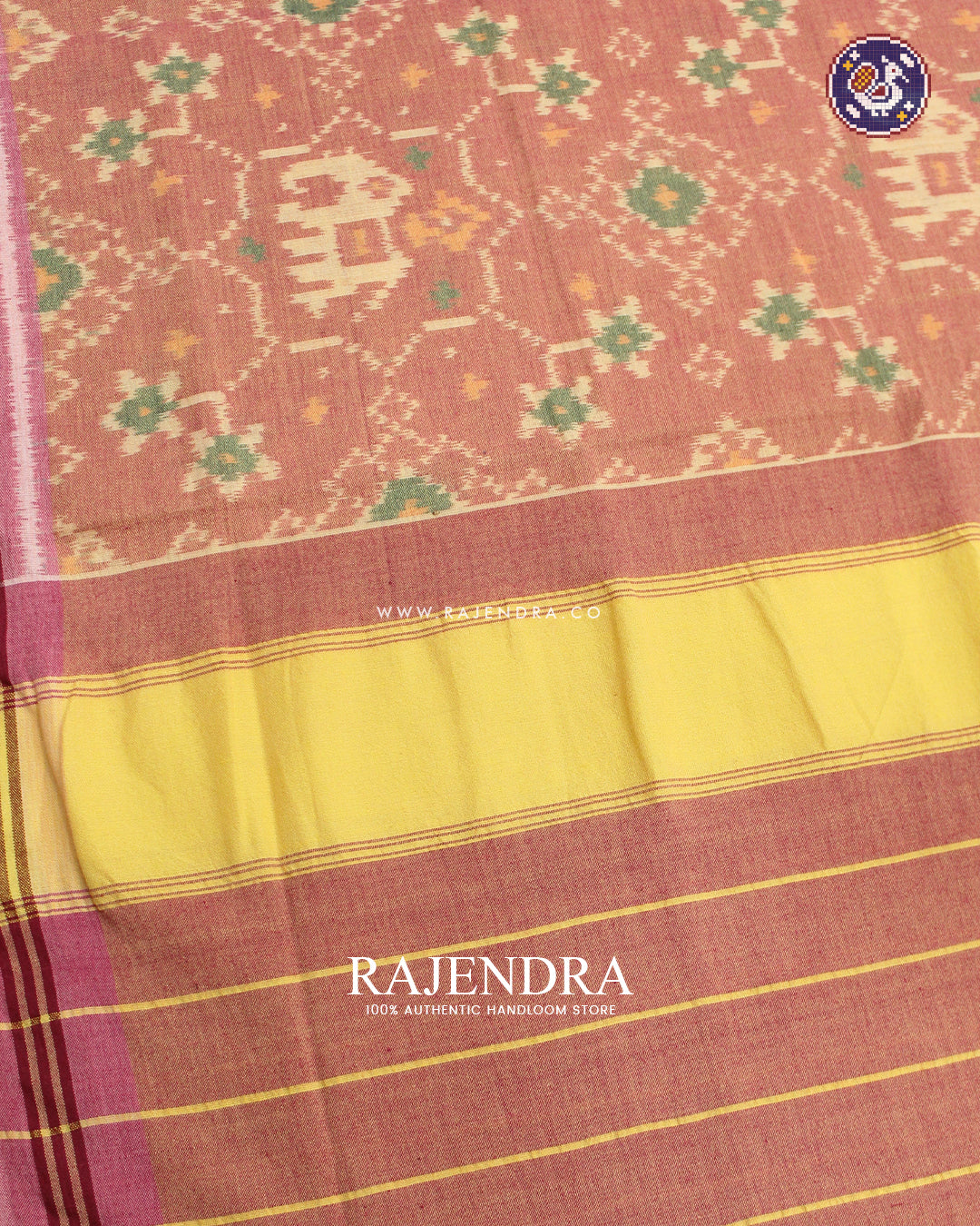 Exclusive Handwoven Elephant Motif Cotton Patola Stole