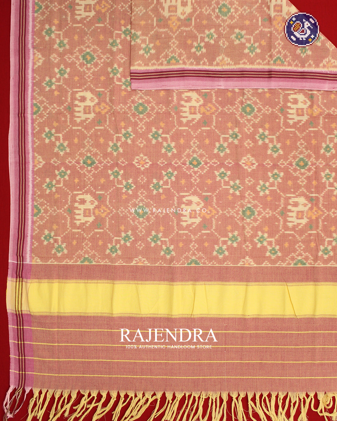 Exclusive Handwoven Elephant Motif Cotton Patola Stole