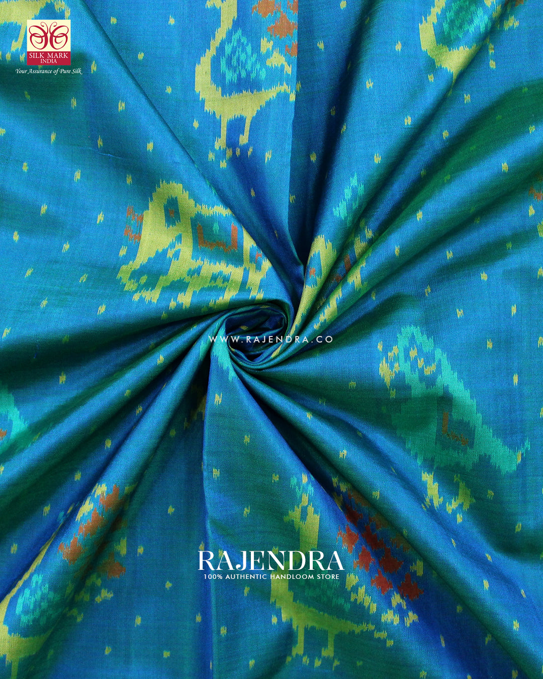 Exclusive Hathi Popat Design Light Blue Single Ikat Rajkot Patola Saree