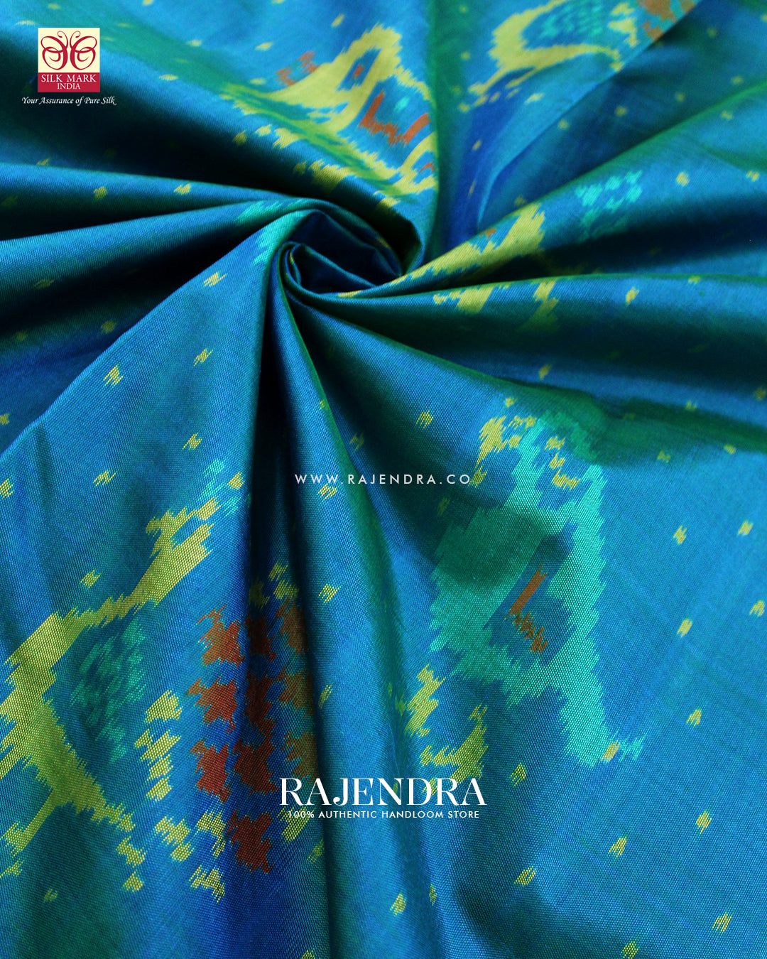 Exclusive Hathi Popat Design Light Blue Single Ikat Rajkot Patola Saree