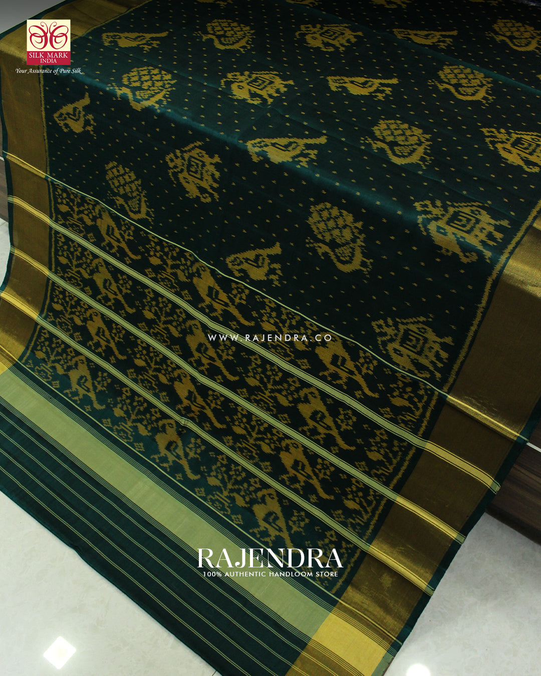 Exclusive Elephant Peacock Motif Single Ikat Rajkot Patola Saree