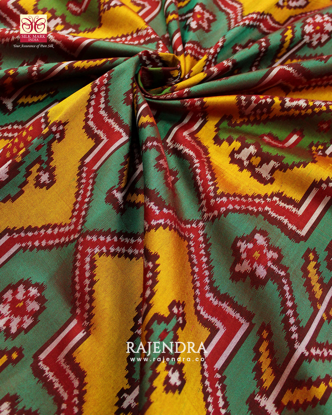 Exclusive Star Design Red and Yellow Ikat Rajkot Patola Saree