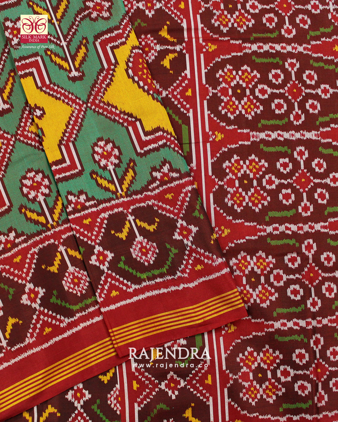 Exclusive Star Design Red and Yellow Ikat Rajkot Patola Saree