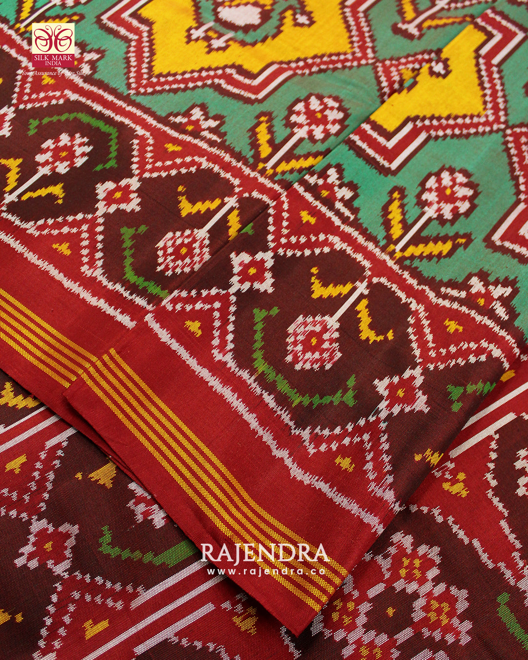Exclusive Star Design Red and Yellow Ikat Rajkot Patola Saree
