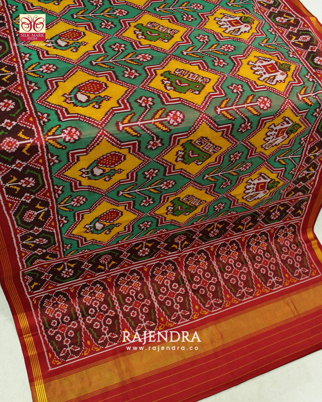 Exclusive Star Design Red and Yellow Ikat Rajkot Patola Saree