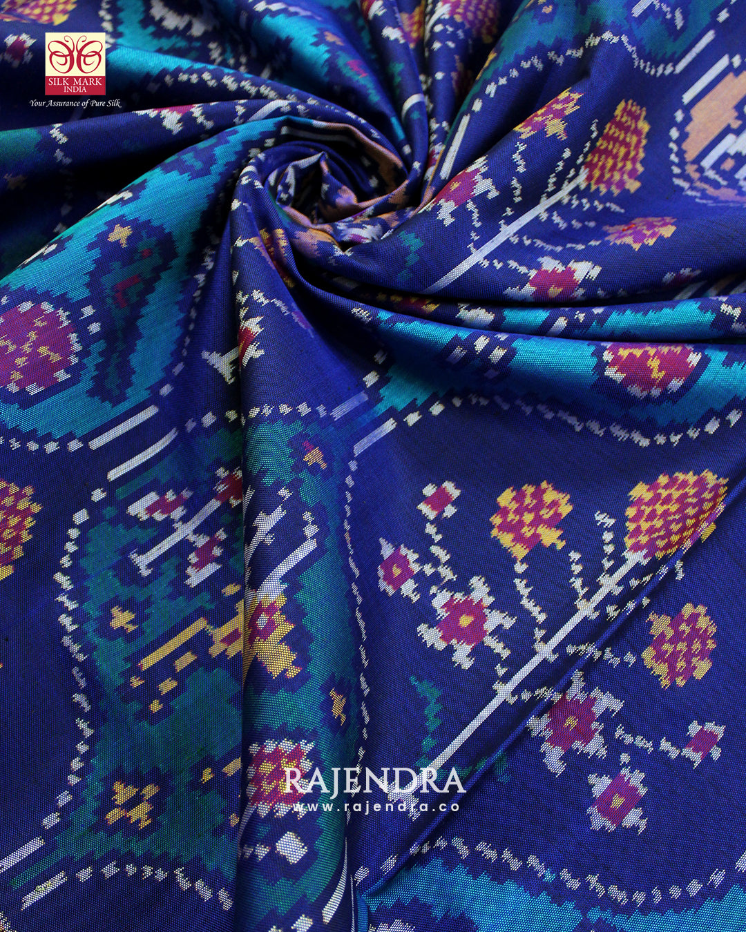 Exclusive Design Red and Blue Semi Double Ikkat Rajkot Patola Saree