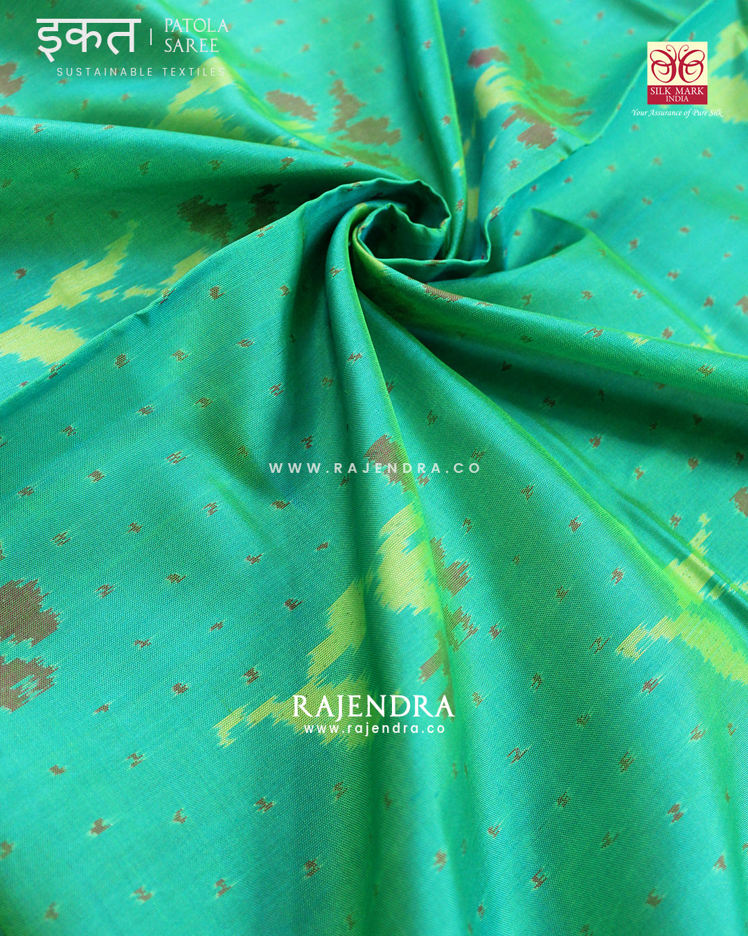 Exclusive Flowers Design Light Green Pink Single Ikat Rajkot Patola Saree