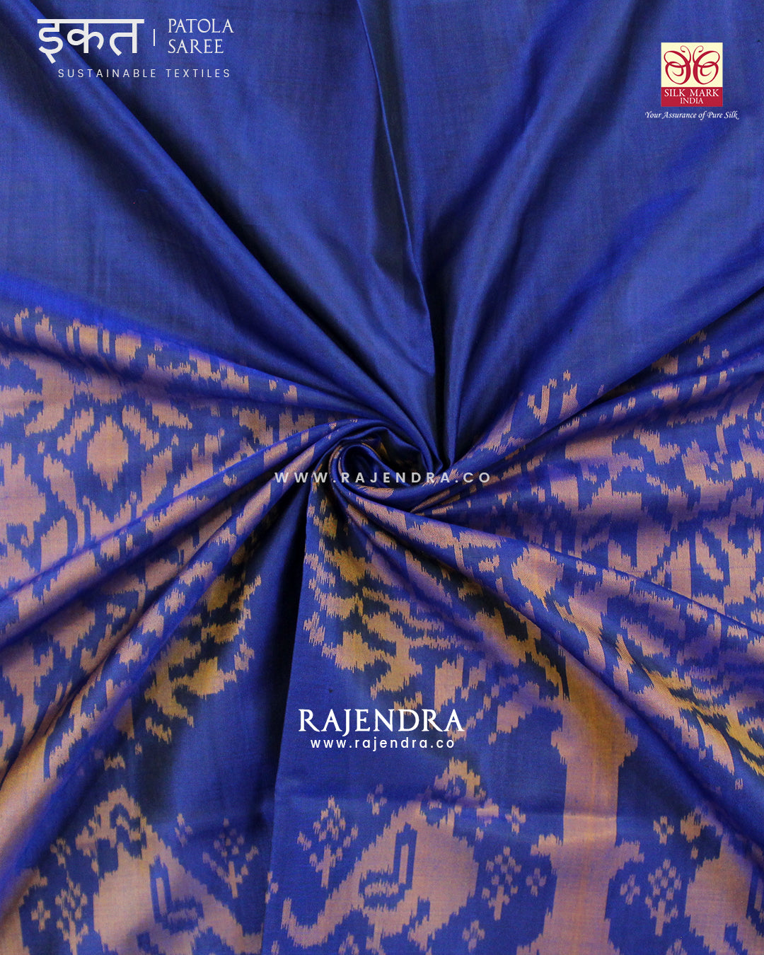 Exclusive Parrot Motif Blue Single Ikat Rajkot Patola Saree