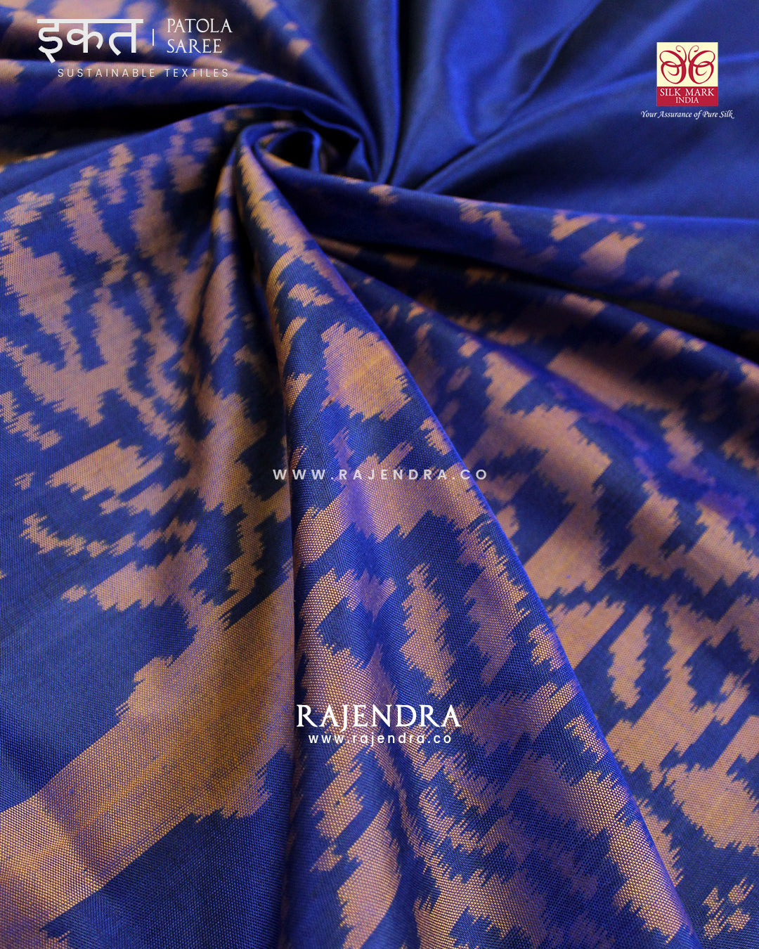 Exclusive Parrot Motif Blue Single Ikat Rajkot Patola Saree