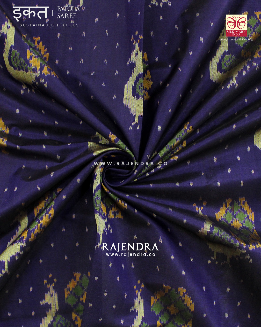 Exclusive Peacock Motif Pink and Blue Single Ikat Rajkot Patola Saree