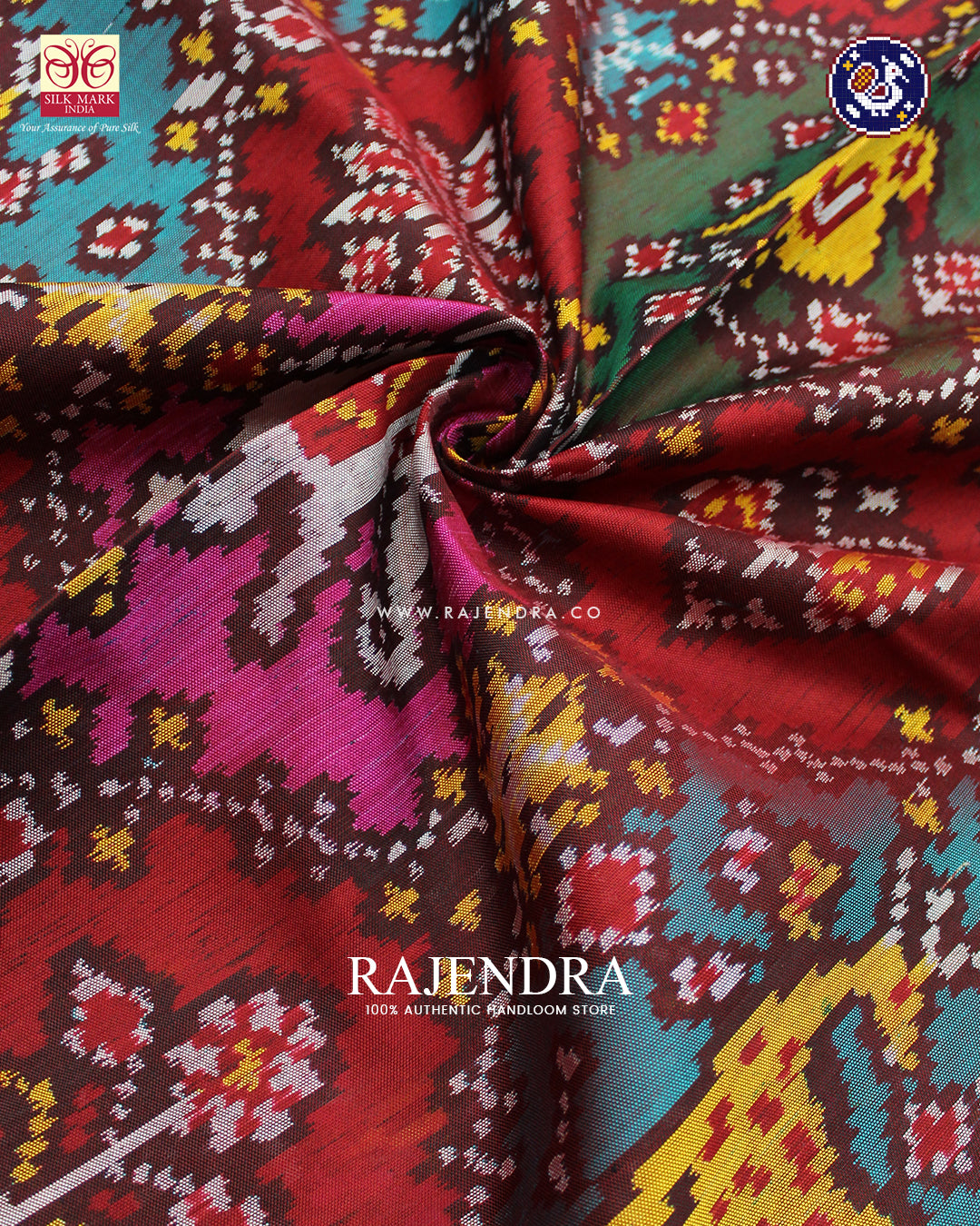 Exclusive 5 Figure Multicolour Ikat Rajkot Patola Saree
