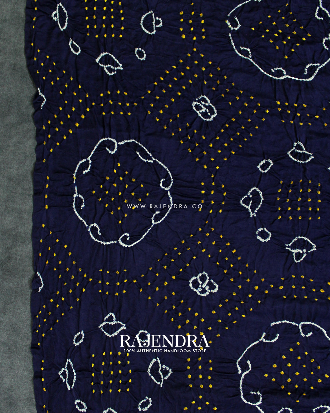 Fancy Design Dark Blue Gaji Silk Hand Tie-dye Bandhani Saree