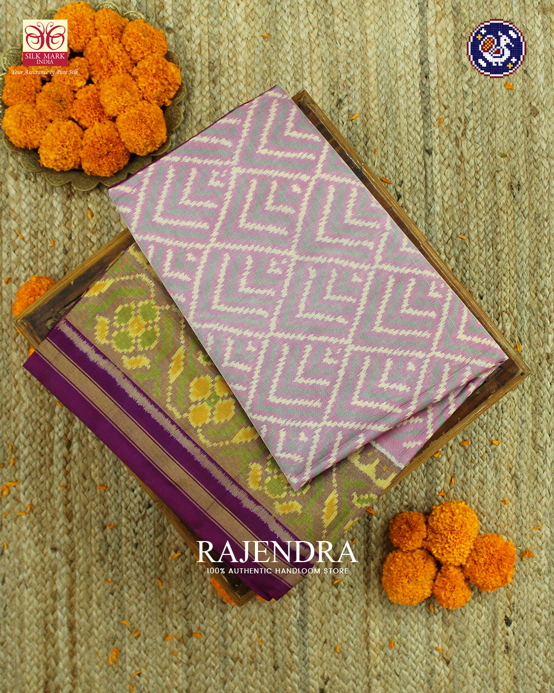Exclusive Laheriya Design Baby Pink and Purple Rajkot Patola Saree