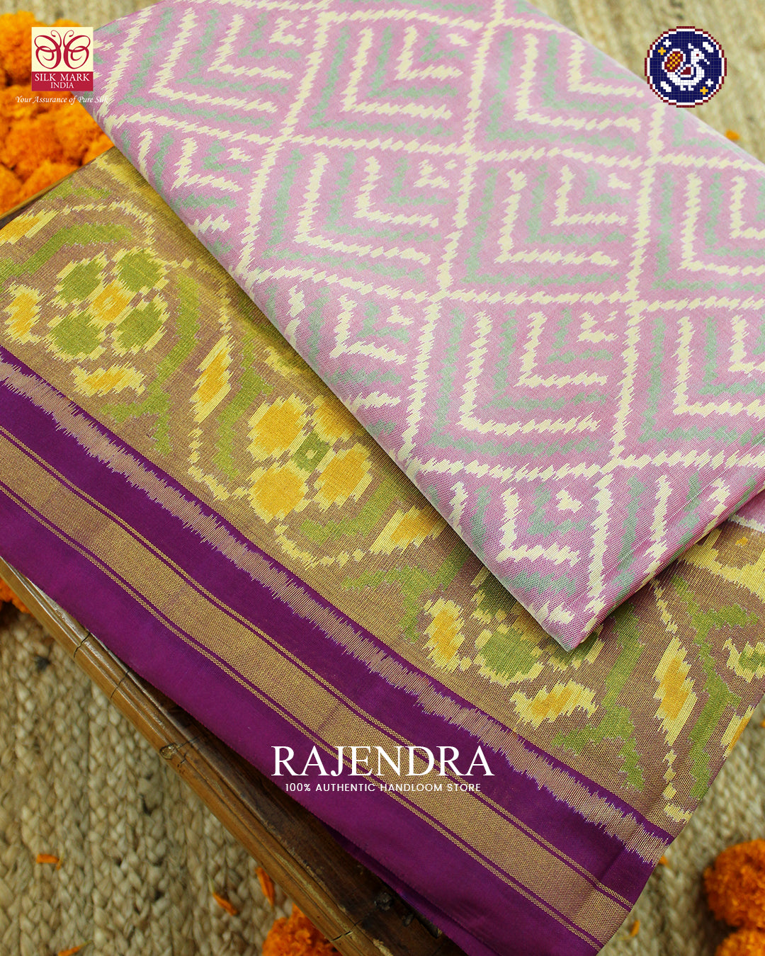 Exclusive Laheriya Design Baby Pink and Purple Rajkot Patola Saree