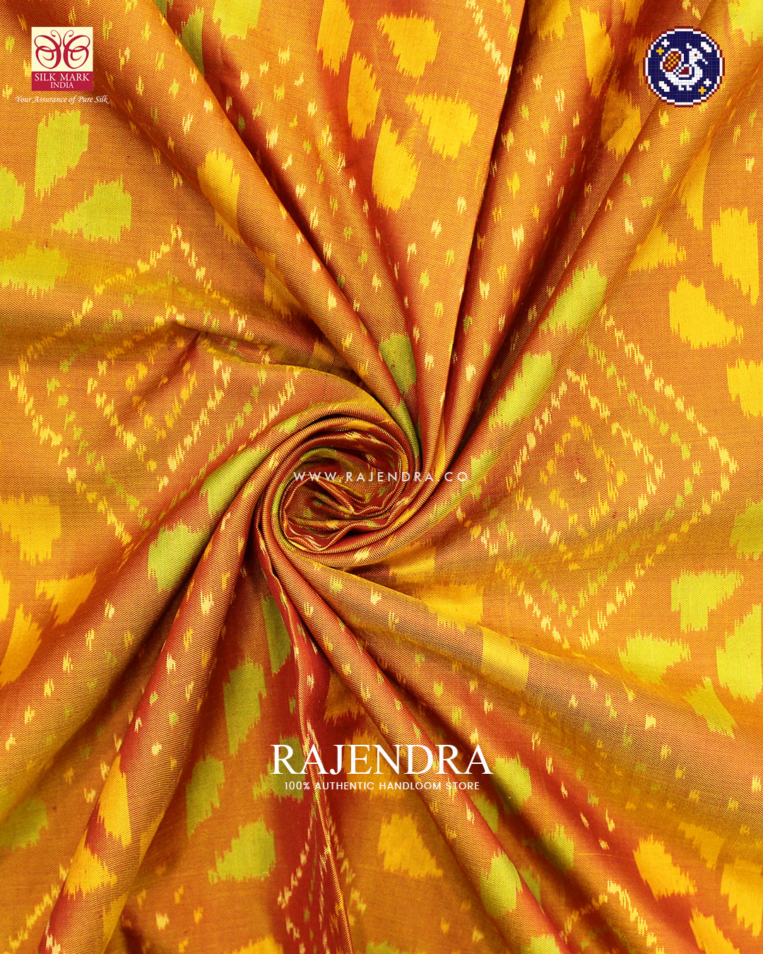 Exclusive Bandhani Design Green Mustard Rajkot Patola Saree